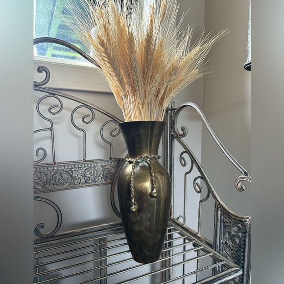Vintage Accents Vintage Brass Rope Vase With Dried Wheat Poshmark